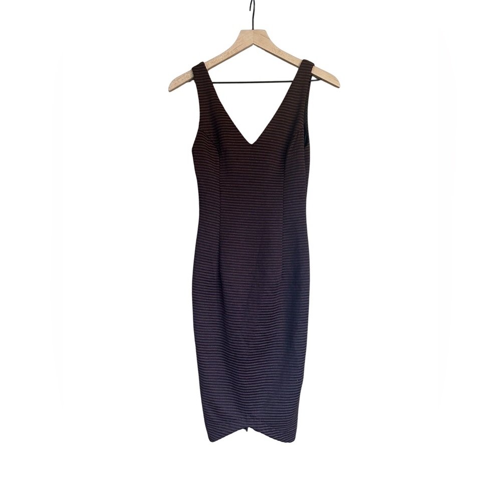 ASTR the Label Black & Brown Striped Ribbed Dress